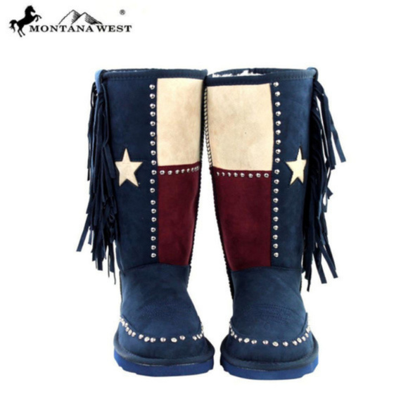Montana West Shoes - Montana West Texas Pride Collection Boots Navy